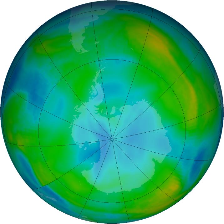 Antarctic ozone map for 25 June 1999